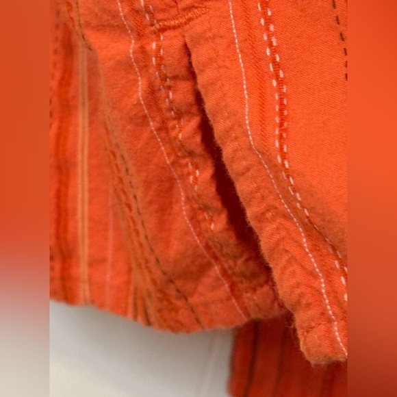 Breckenridge Orange Casual Button Down Shacket with Pintuck Pleats - Picture 6 of 9